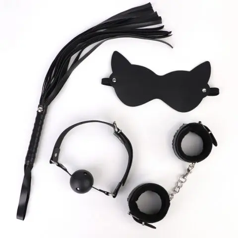 Glossy PVC & Plush Kitten 4-Piece Set