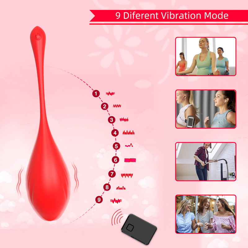 Remote Control Kegel Vibrator - Silicone Pelvic Floor Exerciser for Women (Red/Rose/Purple) - Image 3