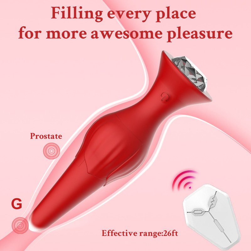 APP Controlled 9 Vibration Modes Silicone Rose Butt Plug | Waterproof Anal Massager for Men & Women - Image 3