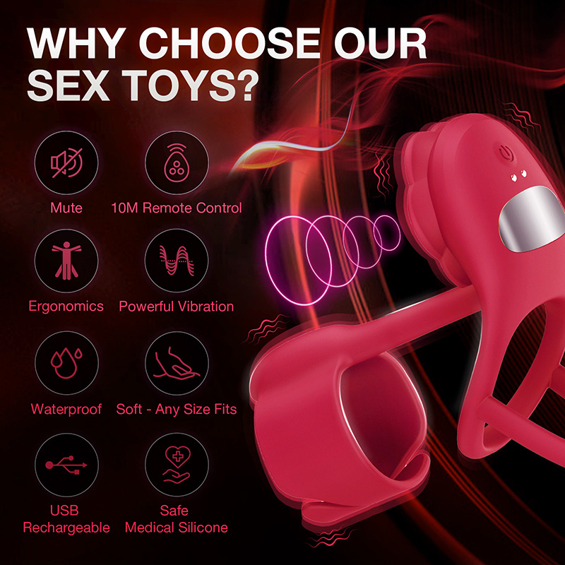 APP Controlled Rose Vibrating Cock Ring | 10 Modes Anti-Falling Male Pleasure Toy | Silicone Delay Ring for Couples - Image 4